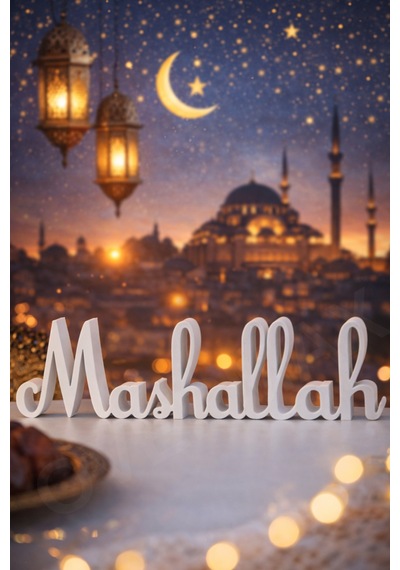 Mashallah Yazılı Dekoratif Masaüstü Biblo - Modern İslami Duvar Ve Masa Aksesuarı Mashallah Yazı - 836283627