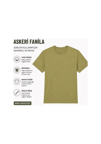 Recossa Askeri Fanila Seti Acemi Bedelli Asker Çamaşırı 12'li Asker Yeşili Asker Yeşili