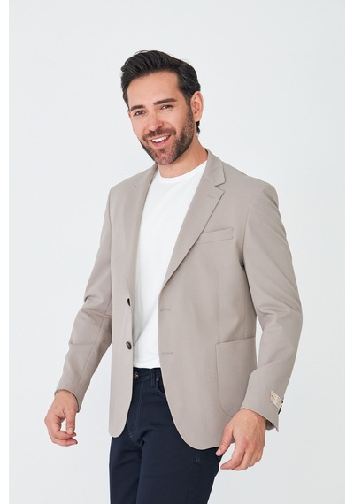 Bej Slim Fit Erkek Blazer Ceket