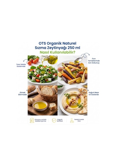 Ots Naturel Sızma Zeytinyağı Cam Şişe 750 ml (Organik Sertifikalı, Pestisit Analizli)