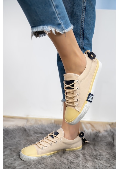 Kadın Erkek Keten Bej Sneaker Bej
