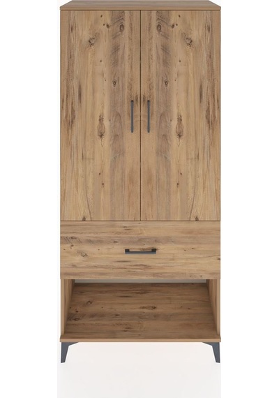 Hyperion Dolap 4 Raflı Tek Çekmeceli 2 Kapaklı 88x44x195 Çam-çam Çam