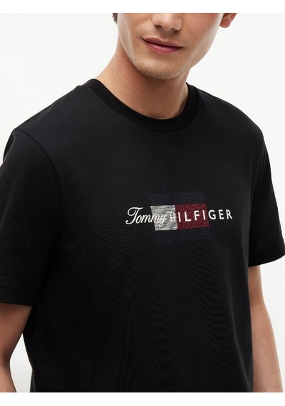 Tommy Hilfiger Scrıpt Flag Regular Tee Erkek Siyah T-shirt - Mw0mw43226