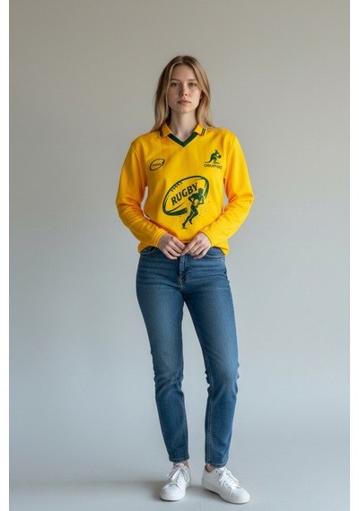 Urbantrendstore Rugby Tasarımlı Günlük Rahat Kullanım Casual Tişört Sarı Uzun Kol