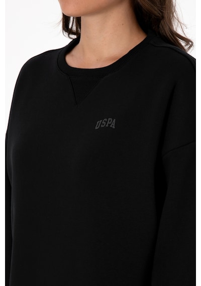 U.S. Polo Assn. Kadın Siyah Şardonlu Bisiklet Yaka Basic Sweatshırt 50313586-VR046