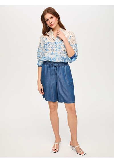 Faik Sönmez Beli Lastikli Comfort Fıt Liyoselli Jean Şort S26jst003 Us26jst00327 İndigo