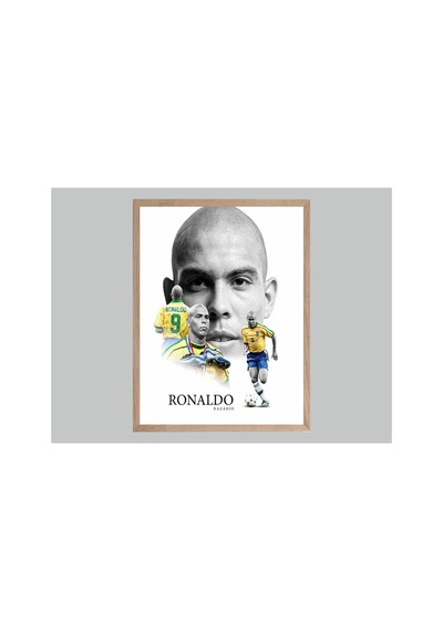 Ronaldo Doğal Ahşap Çerçeveli Tek Parça Dekoratif Tablo Çok Renkli - 820320628 Çok Renkli