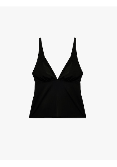 Koton V Yaka Askılı Tankini Bikini Üstü Siyah 6sak10007mm