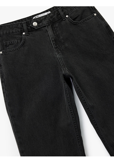 Koton Pamuklu Normal Bel Düz Paça Jean Pantolon - Straight Fit Jean Siyah 5wal40047md Siyah