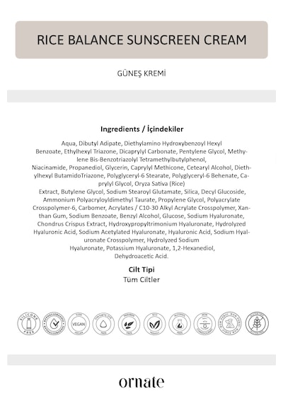 Ton Eşitleyici, Leke Karşıtı, Nemlendirici Ve Canlandırıcı Pirinç Özlü Spf50+ Güneş Kremi 50 Ml