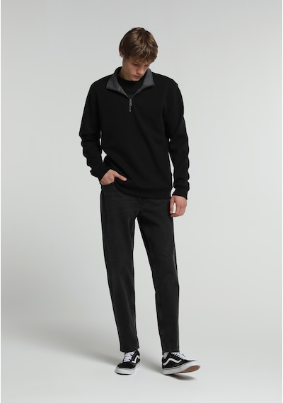 Colin's Colins Regular Fit Dik Yaka Düz Erkek Siyah Sweatshirt Cl1082805 Q1.v2 Blk