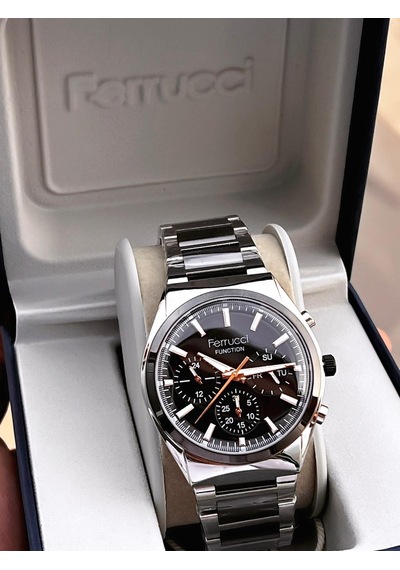 Ferrucci İç Fonksiyonları Aktif 30mt Suya Dayanıklı Çelik Kordon + Bileklik Hediyeli Erkek Kol Saati Vs.blkt.0749 Gri