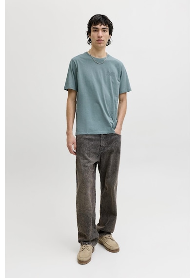 Jack & Jones Erkek Corp Logo Baskılı Bisiklet Yaka Kısa Kollu Tişört Turkuaz