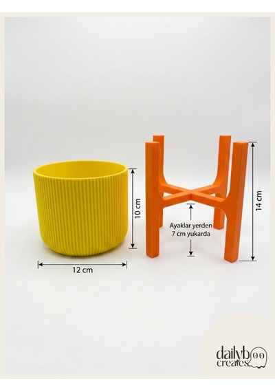 2 Renkli Ayaklı Saksı-modern Tarzlı Dekoratif Saksı-çiçek Ve Bitki Saksısı Sarı