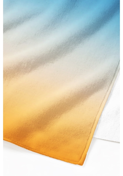 Modern Degrade Mavi Turuncu Plaj Havlusu - Minimalist Ombre Tasarım Hızlı Kuruyan Mikrofiber Havlu Yumuşak Ada