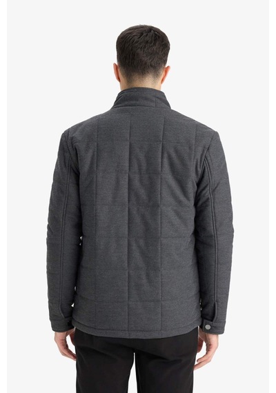 Defacto Slim Fit Dar Kesim Dik Yaka Astarlı Fermuarlı Cepli Kışlık Şişme Penye Mont E7888ax25auar167 Antrasit