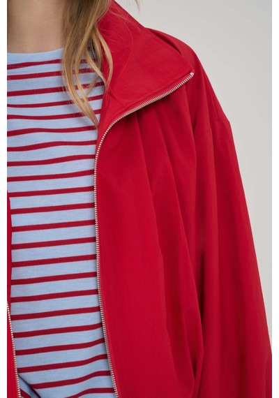 Mai Collection Azel Fermuarlı Oversize Kırmızı Bomber Ceket