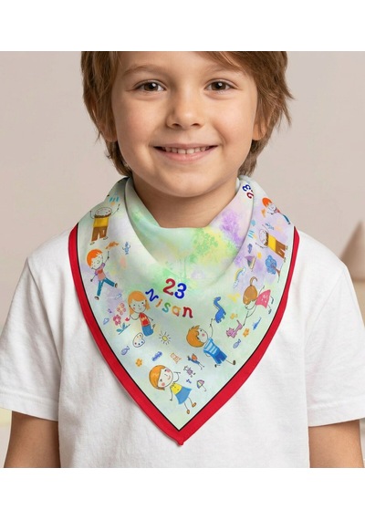 23 Nisan Çocuk Bayramı Temalı Bandana/fular Kırmızı