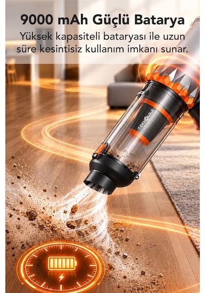 Şarjlı Araç Süpürgesi 22.000pa Güçlü Vakumlu Mini El Süpürgesi Type-c Şarjlı 9 Başlık Çanta