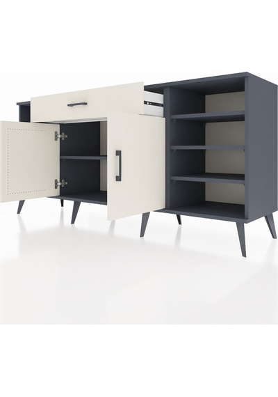 Hyperion Konsol 7 Raflı Tek Çekmeceli 2 Kapaklı 176x44x83 Antrasit-aytaşı Aytaşı Hyperion Konsol 7 Raflı Tek Çekmeceli 2 Kapaklı 176x44x83 Antrasit-aytaşı Aytaşı