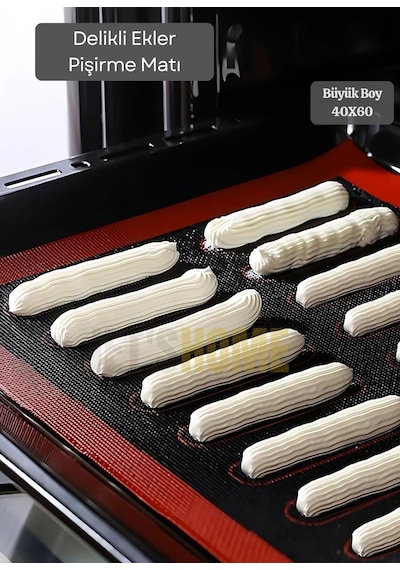 Delikli Ekler Pişirme Matı Çift Taraflı Fırın Matı Silikon Hamur Matı Yapışmaz Büyük Boy 40x60 Cm