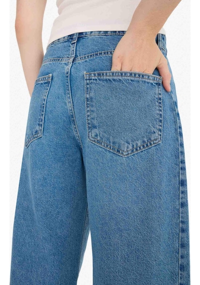 Defacto Barrel Fit Yüksek Bel Bilek Boy Jean Yıkamalı Pantolon F7652ax25aunm28 Mavi