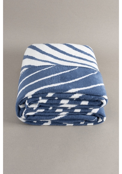 Twin Battaniye Soft Pamuklu Çift Kişilik Battaniye Mavi Krem 200 X 220 5035a Mavi