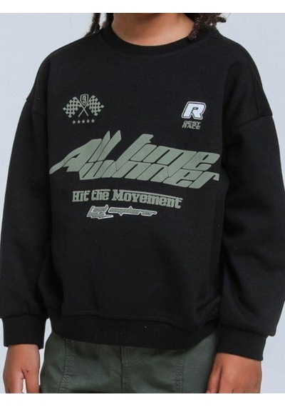 Jack Lions Erkek Bebek Race Temalı Sweatshirt-14252 Siyah