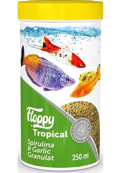 Floppy Tropical Spirulina Garlic Sarımsaklı Yem 250 ML 100 G