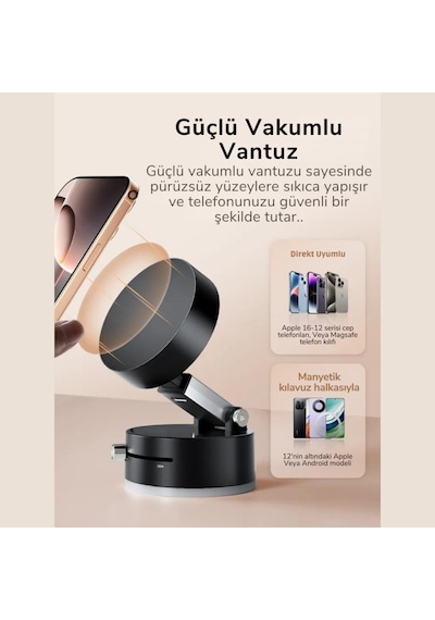Coofbe Tüm Yüzeylere Uyumlu Sök Tak Vantuzlu Magnetic Araç İçi Telefon Tutucu Masaüstü Telefon Standı