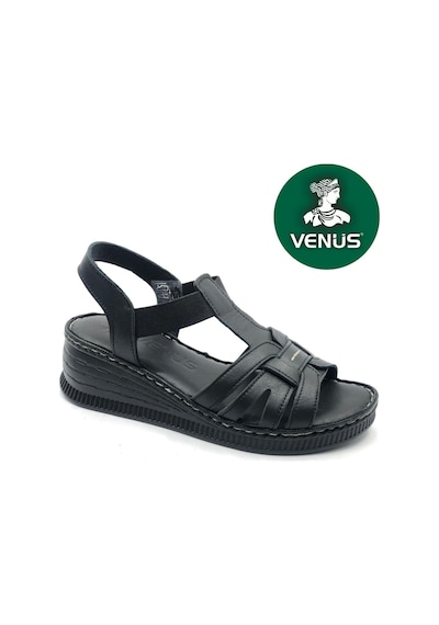 Venüs Tog Hakiki Deri Comfort Ortopedik Kadın Sandalet Siyah