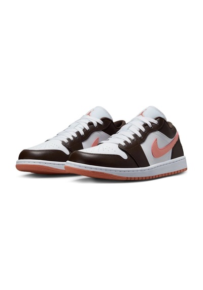 Nike Air Jordan 1 Low Womens Sneaker Hakiki Deri Kadın Günlük Spor Ayakkabı Beyaz Pembe Beyaz - Pembe