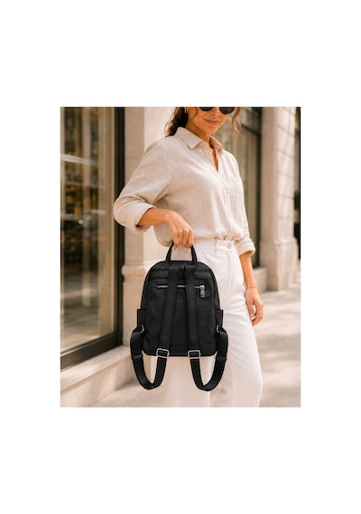 Just Polo Kadın Günlük Kullanıma Uygun Çok Bölmeli Sırt Çantası Ebat : 25 X 30 Cm Shopper Siyah