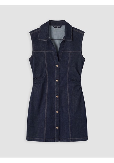 Lcw Vision İndigo Gömlek Yaka A Kesim Mini Jean Elbise