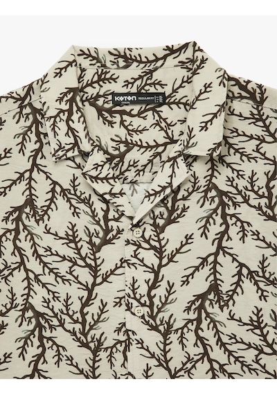 Koton Regular Fit Kısa Kollu Devrik Yaka Desenli Gömlek Kahverengi Desenli 6sam60048hw