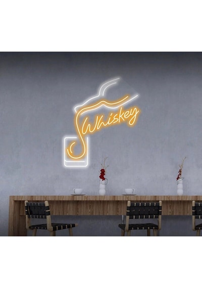 Whiskey Yazılı Ve Şekilli Neon Tabela Turuncu