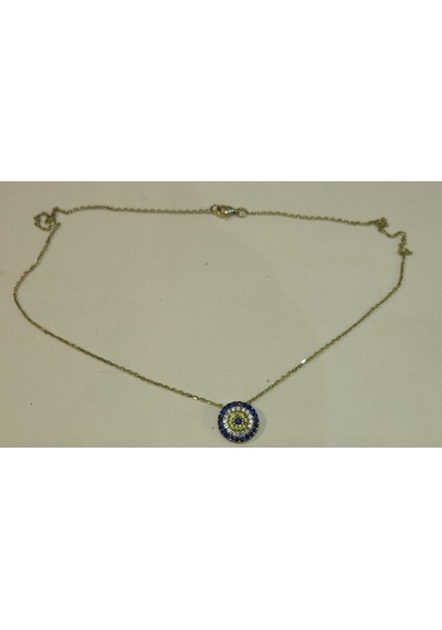 14 Ayar Altın Kolye-3.96Gm- 42Cm-Nazar Boncuğu Model