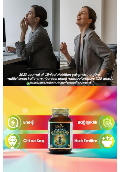 Kiperin Lipozomal Multivitamin 13 Vitamin & 6 Mineral Cilt - Saç - Tırnak & Enerji Akıllı Gıda Takviyesi