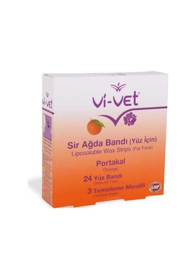 Vi-Vet Portakal Normal Ciltler için Yüz Bölgesi Sir Ağda Bandı 24'lü