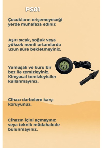 Buzdolabı İçin Problu Termometre Sıcaklık Saati Nem Ölçer Thr159