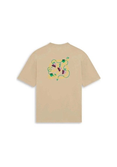 American Rag Cie 100% Pamuk D Raisin T - Shirt Önden Ve Arkadan D Nakışlı, Ribana Yaka Bej