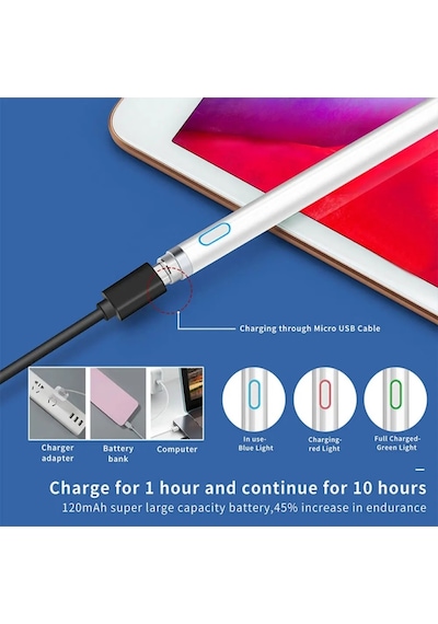 Samsung Galaxy Tab A9 Plus 11" SM-X210 Uyumlu Çizim ve Tasarım İçin Dokunmatik Active Stylus Pen