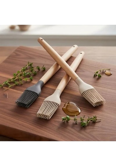 Bambu Saplı Silikon Fırça, Uzun 27 Cm, 3 Renk Seçenekli