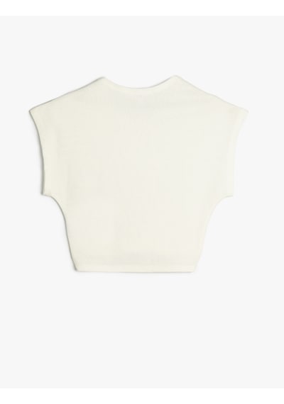 Koton Bisiklet Yaka Kolsuz Modal Karışımlı Slim Fit Crop Tişört Ekru 5sal10053ık Ekru