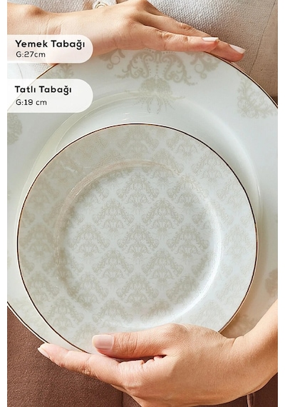 Emsan Elegance Bone Siena 53 Parça 12 Kişilik Yemek Takımı Gold Altın