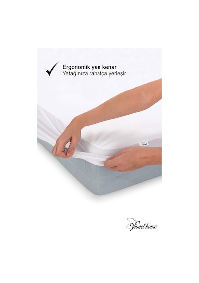 Vionel Home %100 Pamuk Yatak Koruyucu Alez Tek Kişilik Full Kenar Fitted Su & Sıvı Geçirmez