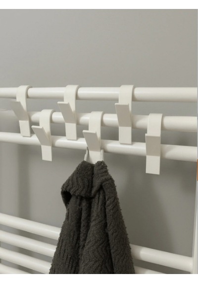 3dprototürk Banyo 6'lı Set Havlupan Radyatör Askısı Kaydırmaz Pratik Havlu Askılığı 10 Cm Q 3d Baskı Beyaz