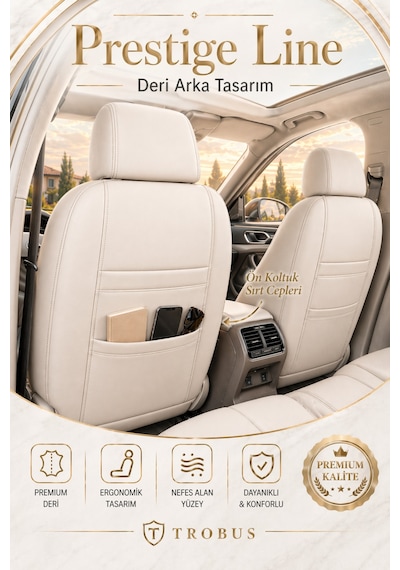 Citroen Nemo 2008-2014 Ortopedik Tay Tüyü Koltuk Kılıfı Prestige Line Krem