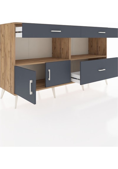 Hyperion Konsol 2 Raflı 3 Çekmeceli 2 Kapaklı 176x44x99 Çam-antra Çam-antrasit