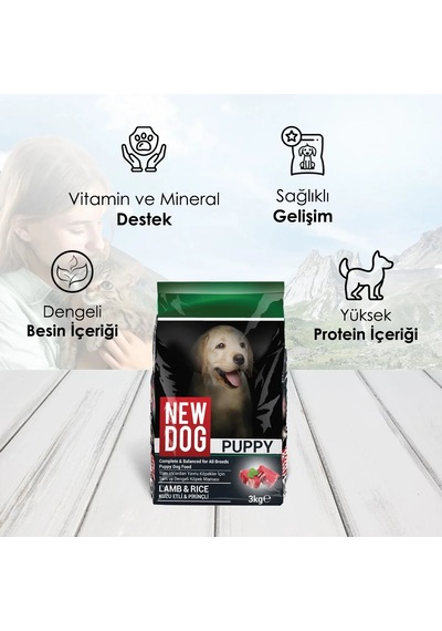 Newdog Kuzu Etli & Pirinçli Yavru Köpek Maması 3 KG